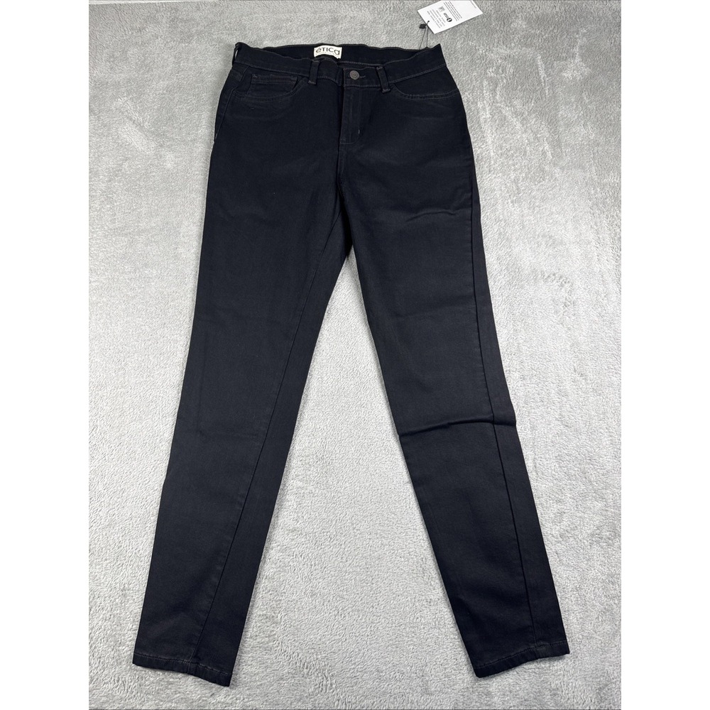 NWT Etica Women's‎ Black Mid Rise Jeans Front Zip Skinny Tapered Leg Size 3